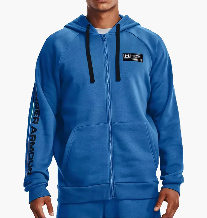 Толстовка мужская Under Armour Sweatshirt Rival Fleece Chroma Fz Hd-Blu Blue 1370344-474