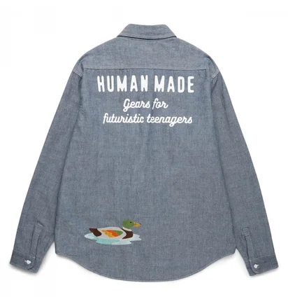 Рубашка мужская Human Made Chambray Shirt Blue HM25SH002