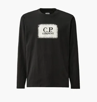 Лонгслів чоловічий CP Company Box Logo Black 16CMTS265A-005100W