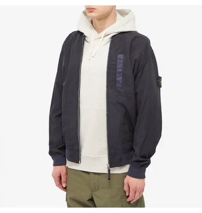 Бомбер мужской Stone Island Cupro Cotton Twill Bomber Jacket Blue 781542629-V0020