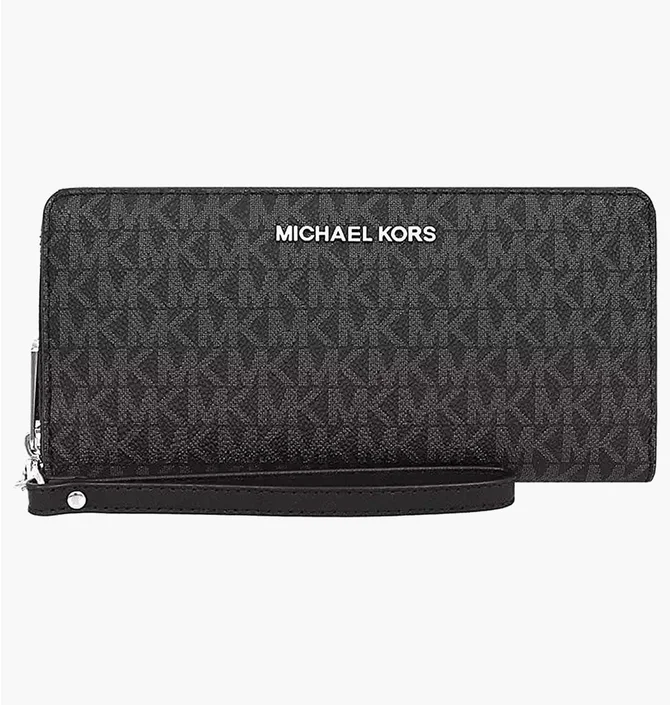 Гаманець жіночий Michael Kors Jet Set Travel Monogram Continental Leather Wallet Black 35H8STVT3B-BLACK-66206