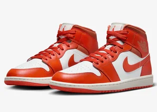 Кроссовки женские Air Jordan 1 Mid Orange/White BQ6472-108