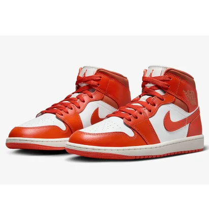 Кроссовки женские Air Jordan 1 Mid Orange/White BQ6472-108