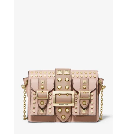 Сумка жіноча Michael Kors Hayden Medium Studded Two-Tone Saffiano Leather Messenger Bag Beige 30S0G0YM8T-SFTPINK-FAWN-47073