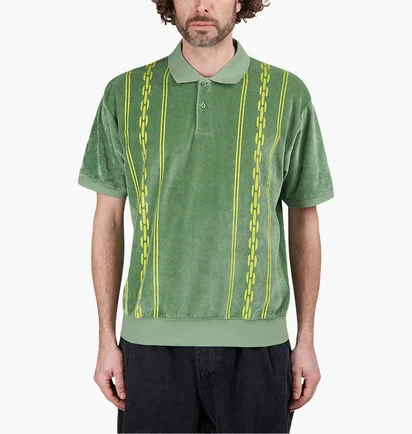 Поло мужское OBEY Pensa Velour Polo Green 131090073
