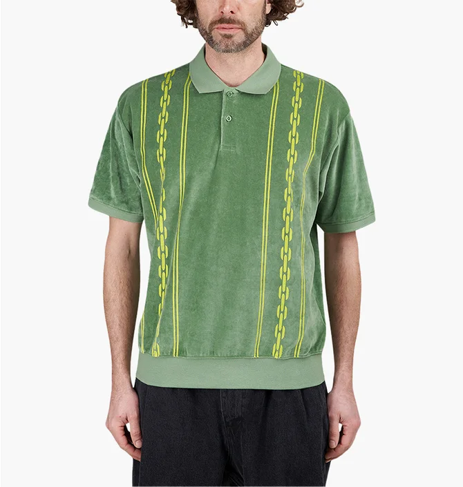 Поло мужское OBEY Pensa Velour Polo Green 131090073