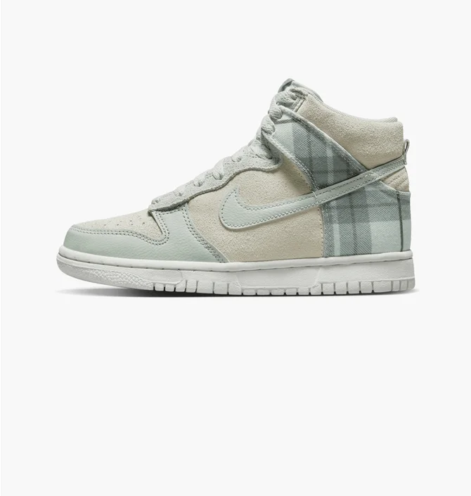 Кроссовки детские Nike Dunk Hi Se Plaid Mint Foam Beige Dv1724-100