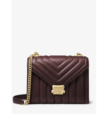 Сумка жіноча Michael Kors Whitney Large Quilted Leather Convertible Shoulder Bag Bordo 30F8GXIL3T-BAROLO-7835