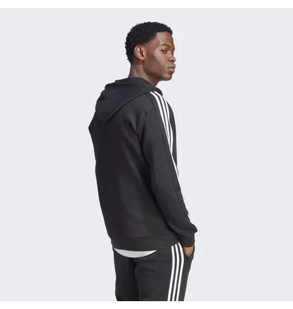 Толстовка чоловіча Adidas Essentials Fleece 3-Stripes Full-Zip Hoodie Black IB4029