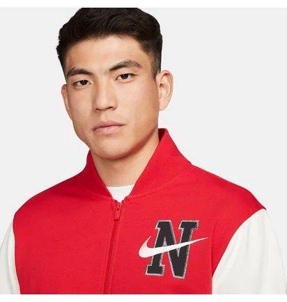 Бомбер мужской Nike Retro Varsity Red/White DZ2551-657