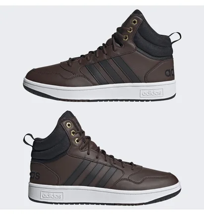 Кросівки чоловічі Adidas Hoops 3.0 Mid Lifestyle Basketball Classic Fur Lining Winterized Shoes Brown GZ6680