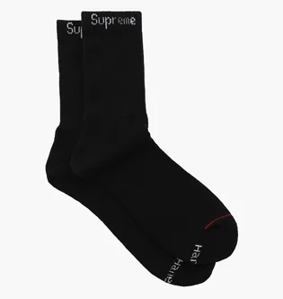 Носки унисекс Supreme X Hanes Crew Socks Black 99HAA26-BLACK