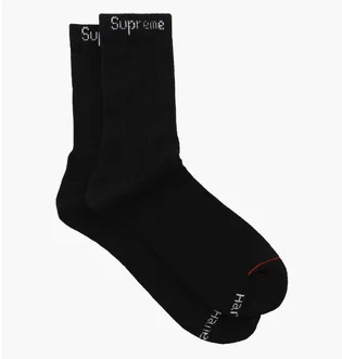 Носки унисекс Supreme X Hanes Crew Socks Black 99HAA26-BLACK