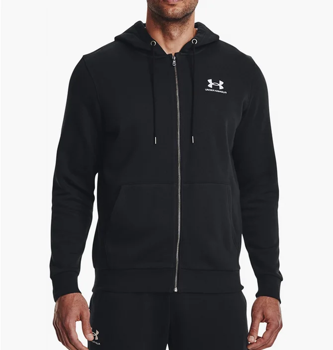 Толстовка мужская Under Armour Essential Fleece Fz Hood-Blk Black 1373881-001