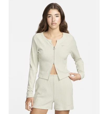 Кофта женская Nike Sportswear Chill Knit Slim Full-Zip Ribbed Cardigan Green FN3682-104