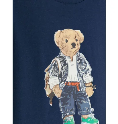 Футболка детская Ralph Lauren Kids Bear-Motif Cotton T-Shirt Blue 323853828018