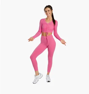 ᐉ Топ женский Alo Yoga Ribbed Cinch Cropped Ls Pink W3625R-04148
