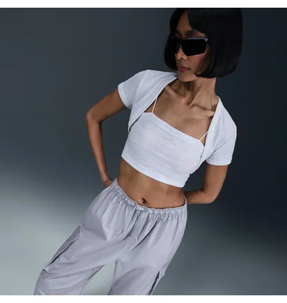 Футболка жіноча Nike Tight Cropped Mini-Rib 2-In-1 Grey HJ1299-051