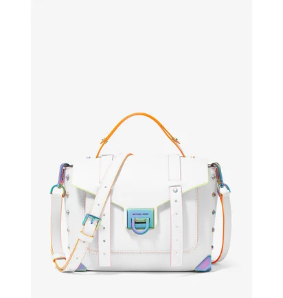 Сумка женская Michael Kors Manhattan Medium Contrast-Trim Leather Satchel White 35H1TNCS8L-OPTIC-WHITE-18789