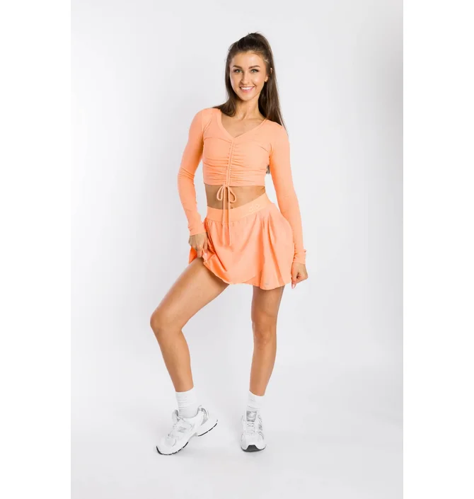 ᐉ Топ жіночий Alo Yoga Ribbed Cinch Cropped Ls Peach W3625R-04353
