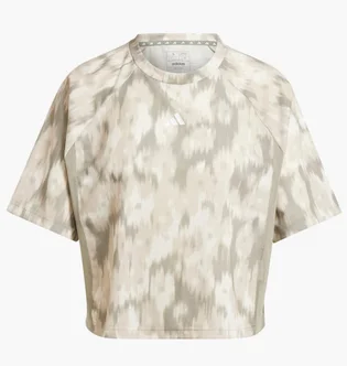 Футболка жіноча Adidas Train Essentials Allover Print Flower Tie-Dye Beige IK5466