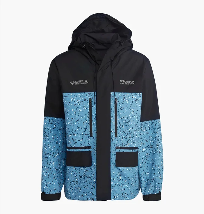 Куртка чоловіча Adidas Adventure Winter Allover Print Gore-Tex Jacket Light Blue/Black Hk5019