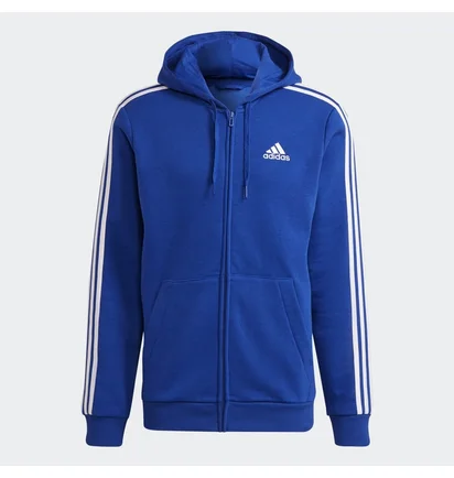 Толстовка мужская Adidas Essentials Fleece 3-Stripes Full-Zip Hoodie Blue H12181