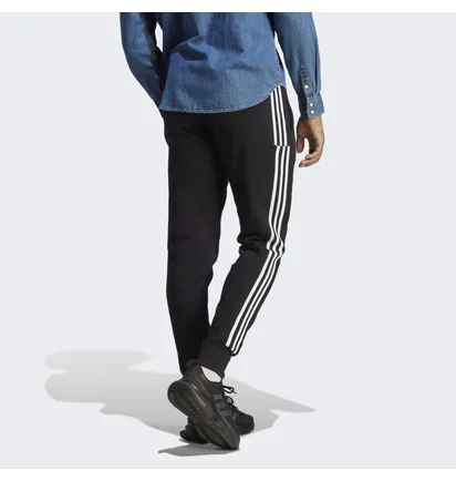 Штаны мужские Adidas Essentials French Terry Tapered Cuff 3-Stripes Pants Black Ha4337