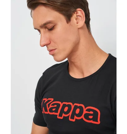 Футболка мужская Kappa Mezza Manica Girocollo Con Stampa Logo Pet Black K1335-NERO