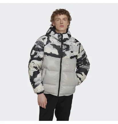 Пуховик мужской Adidas Down Regen Camo Hooded Puffer Jacket Grey HK5030