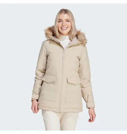 Парка женская Adidas Hooded Fur Beige HZ5734