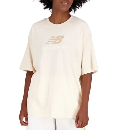 Футболка женская New Balance T-Shirt Essentials Stacked Logo Beige WT31519TCM