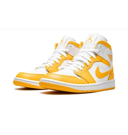 Кроссовки женские Air Jordan Wmns Jordan 1 Mid White/Yellow BQ6472-117