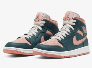 Кроссовки женские Air Jordan 1 Mid Green/Pink Bq6472-308