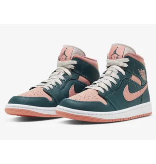 Кроссовки женские Air Jordan 1 Mid Green/Pink Bq6472-308