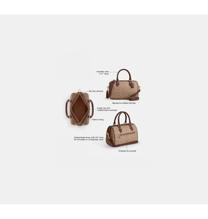 Сумка женская COACH Rowan Satchel Bag In Signature Canvas Brown/Beige CV961