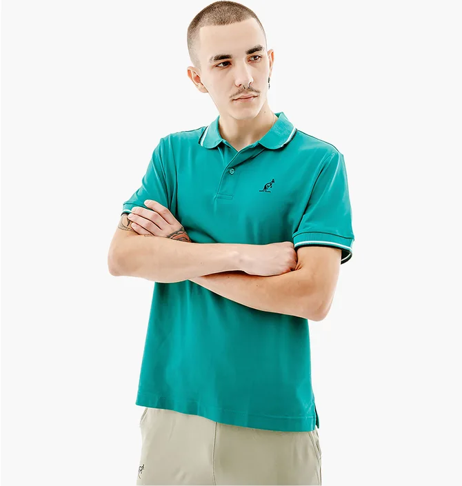 Поло чоловіче AUSTRALIAN Two-Stripes Polo Tech Pique R-Fit Turquoise LSUPO0006-913A