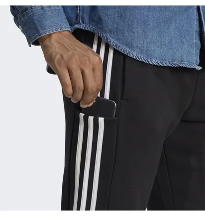 Штаны мужские Adidas Essentials French Terry Tapered Cuff 3-Stripes Pants Black Ha4337