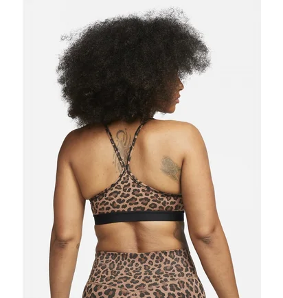 Топ женский Nike Indy WomenS Light-Support 1-Piece Pad V-Neck Leopard Print Sports Bra Brown DV9963-256