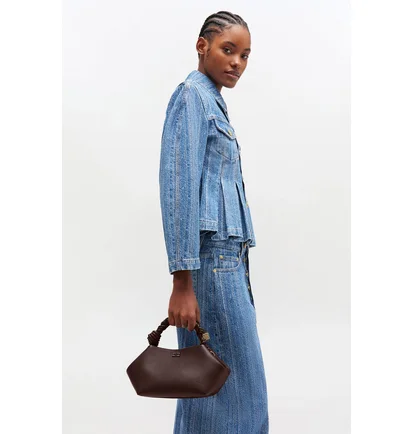 Сумка жіноча GANNI Brown Grained Small Bou Bag Bordo A727497900