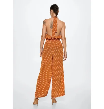 Комбинезон женский Mango Polka-Dot Long Jumpsuit Orange 37050423
