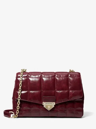 Сумка жіноча Michael Kors Soho Large Quilted Crinkled Leather Shoulder Bag Bordo 30F0L1SL3Y-DK-BERRY-13791