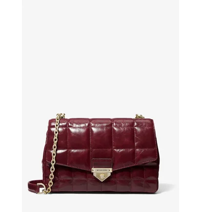 Сумка женская Michael Kors Soho Large Quilted Crinkled Leather Shoulder Bag Bordo 30F0L1SL3Y-DK-BERRY-13791