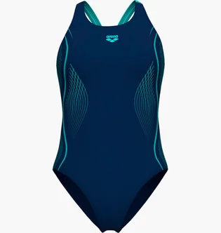 Купальник женский Arena Grid Swimsuit V Back Graphic Blue 010263-780