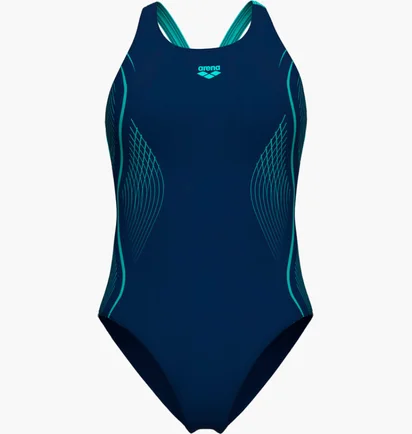 Купальник женский Arena Grid Swimsuit V Back Graphic Blue 010263-780