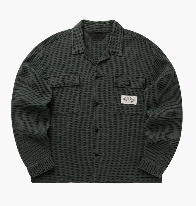 Сорочка чоловіча Brain Dead Waffle Black BDF24T220039979BR15