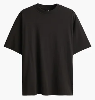 Футболка мужская H&M T-Shirt - Oversized Fit Black 1074658001