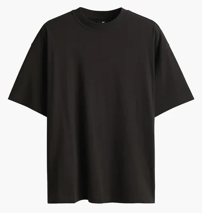 Футболка чоловіча H&M T-Shirt - Oversized Fit Black 1074658001