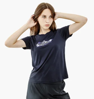 Футболка жіноча AUSTRALIAN Logo Flowers Tee Jersey V Black LSDTS0027-200