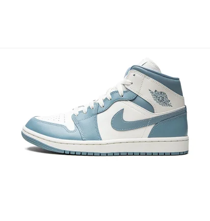 Кроссовки женские Air Jordan Wmns 1 Mid White/Light Blue BQ6472-141